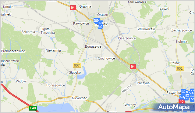 mapa Ciochowice, Ciochowice na mapie Targeo