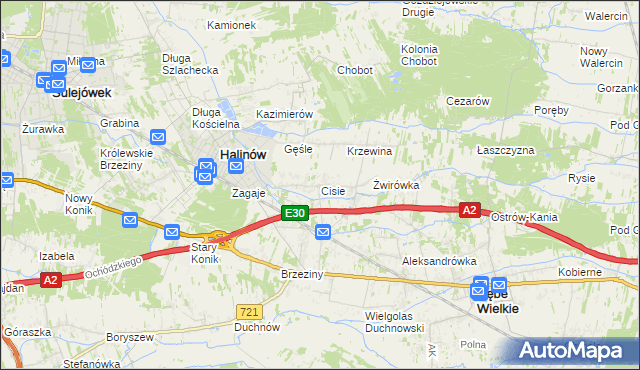 mapa Cisie gmina Halinów, Cisie gmina Halinów na mapie Targeo