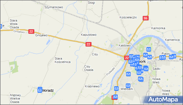 mapa Cisy gmina Malbork, Cisy gmina Malbork na mapie Targeo