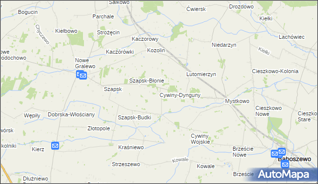 mapa Cywiny-Dynguny, Cywiny-Dynguny na mapie Targeo