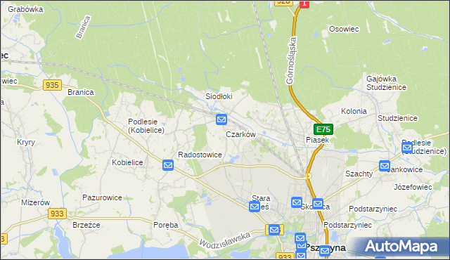 mapa Czarków gmina Pszczyna, Czarków gmina Pszczyna na mapie Targeo