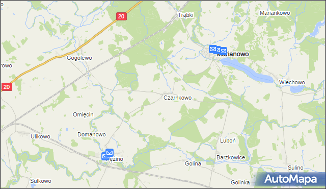mapa Czarnkowo gmina Marianowo, Czarnkowo gmina Marianowo na mapie Targeo
