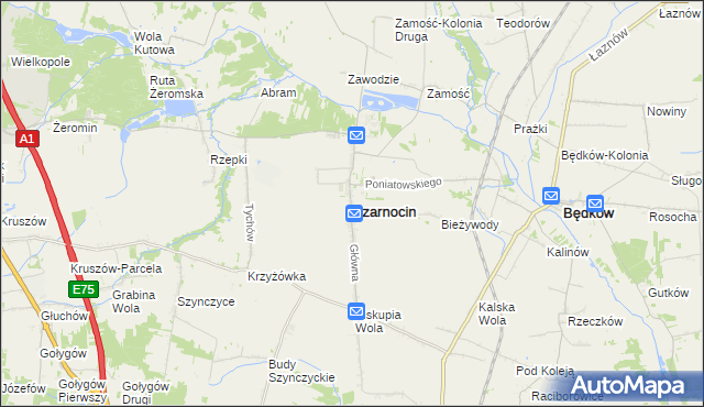 mapa Czarnocin powiat piotrkowski, Czarnocin powiat piotrkowski na mapie Targeo