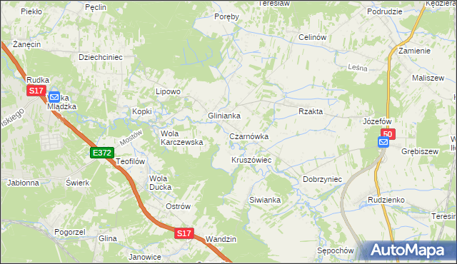 mapa Czarnówka gmina Wiązowna, Czarnówka gmina Wiązowna na mapie Targeo