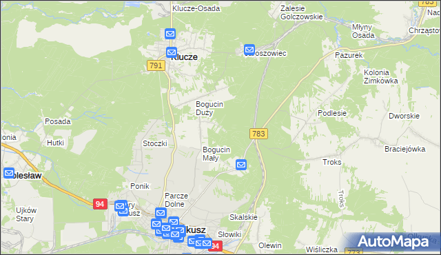 mapa Czarny Las gmina Olkusz, Czarny Las gmina Olkusz na mapie Targeo