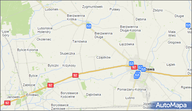 mapa Cząstków gmina Kłodawa, Cząstków gmina Kłodawa na mapie Targeo