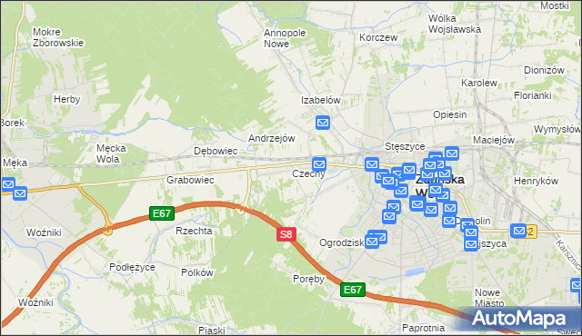 mapa Czechy gmina Zduńska Wola, Czechy gmina Zduńska Wola na mapie Targeo