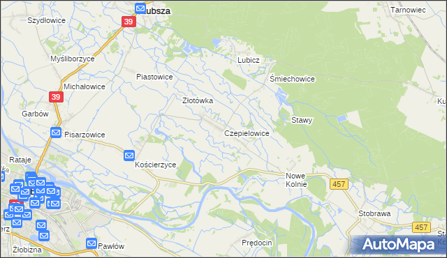 mapa Czepielowice, Czepielowice na mapie Targeo