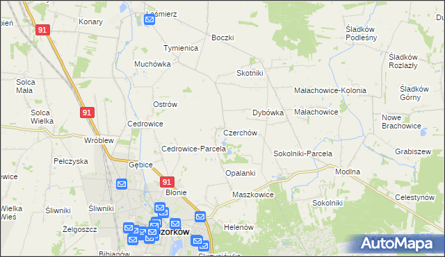 mapa Czerchów, Czerchów na mapie Targeo