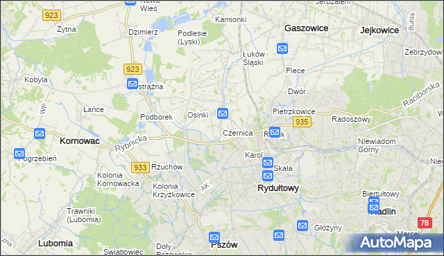 mapa Czernica gmina Gaszowice, Czernica gmina Gaszowice na mapie Targeo