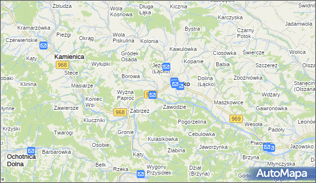 mapa Czerniec gmina Łącko, Czerniec gmina Łącko na mapie Targeo