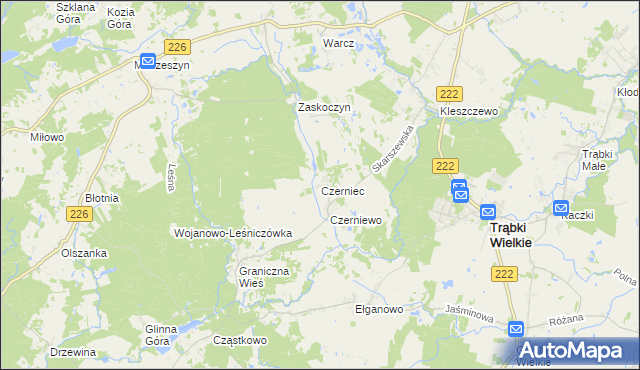 mapa Czerniec gmina Trąbki Wielkie, Czerniec gmina Trąbki Wielkie na mapie Targeo