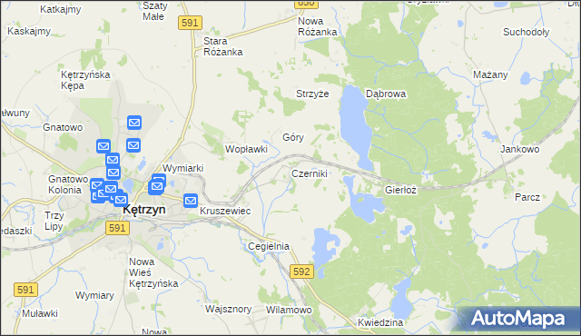 mapa Czerniki gmina Kętrzyn, Czerniki gmina Kętrzyn na mapie Targeo