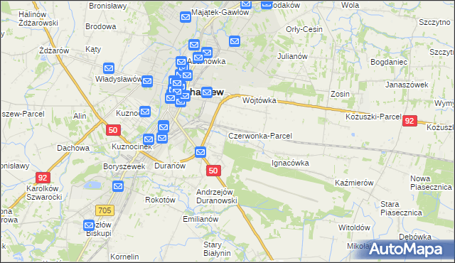 mapa Czerwonka-Parcel, Czerwonka-Parcel na mapie Targeo