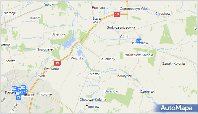 mapa Czuchleby, Czuchleby na mapie Targeo