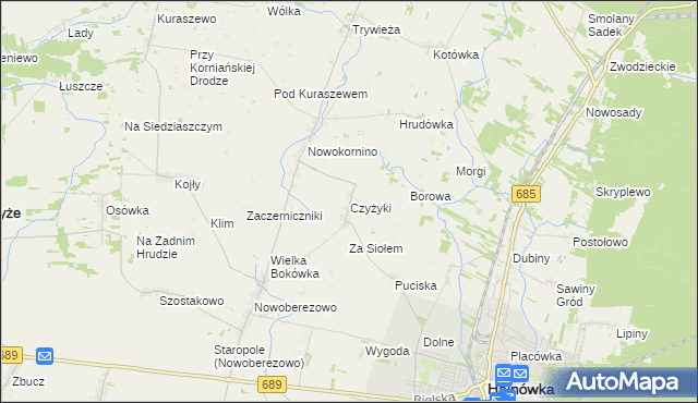 mapa Czyżyki, Czyżyki na mapie Targeo