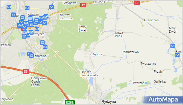 mapa Dąbcze, Dąbcze na mapie Targeo