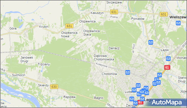 mapa Dąbrowa Chotomowska, Dąbrowa Chotomowska na mapie Targeo