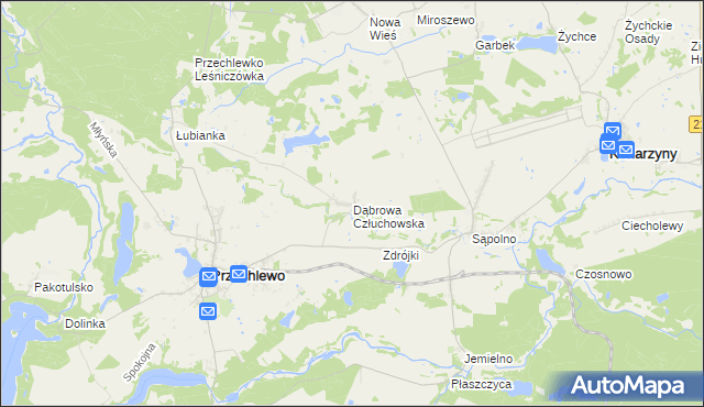 mapa Dąbrowa Człuchowska, Dąbrowa Człuchowska na mapie Targeo