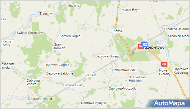 mapa Dąbrowa-Dołęgi, Dąbrowa-Dołęgi na mapie Targeo