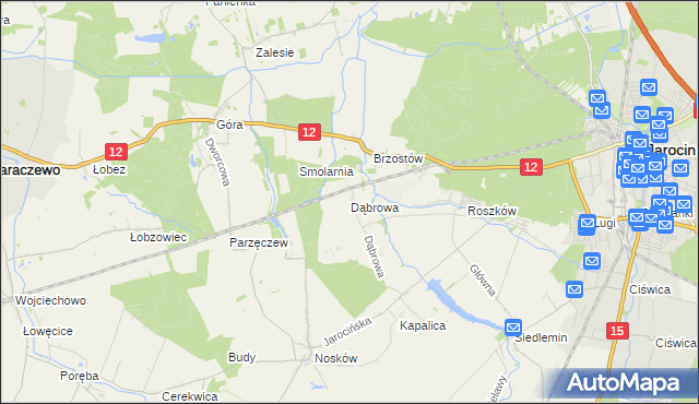 mapa Dąbrowa gmina Jarocin, Dąbrowa gmina Jarocin na mapie Targeo