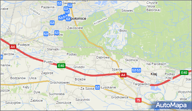 mapa Dąbrowa gmina Kłaj, Dąbrowa gmina Kłaj na mapie Targeo