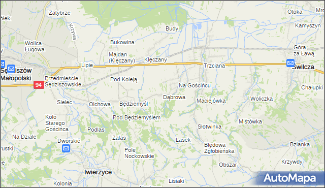 mapa Dąbrowa gmina Świlcza, Dąbrowa gmina Świlcza na mapie Targeo
