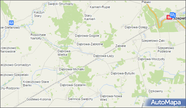 mapa Dąbrowa-Łazy gmina Szepietowo, Dąbrowa-Łazy gmina Szepietowo na mapie Targeo