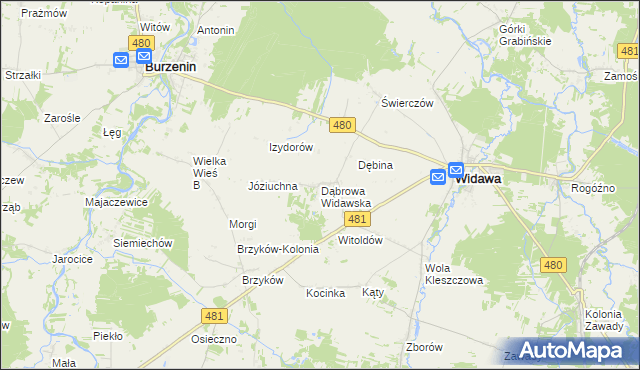 mapa Dąbrowa Widawska, Dąbrowa Widawska na mapie Targeo
