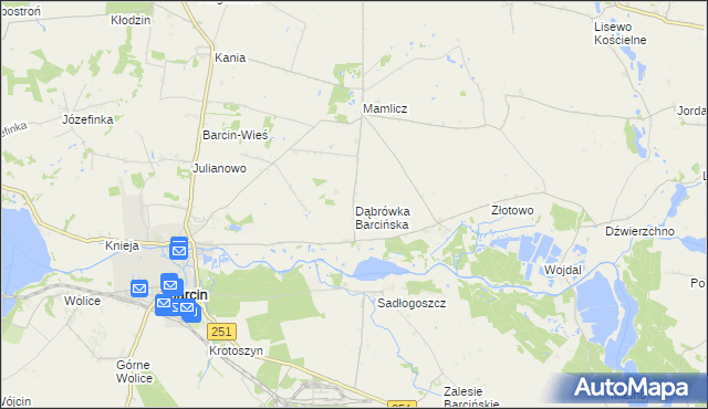 mapa Dąbrówka Barcińska, Dąbrówka Barcińska na mapie Targeo
