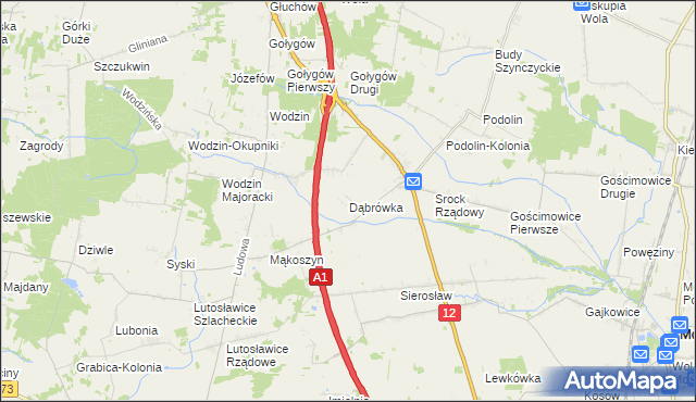 mapa Dąbrówka gmina Moszczenica, Dąbrówka gmina Moszczenica na mapie Targeo