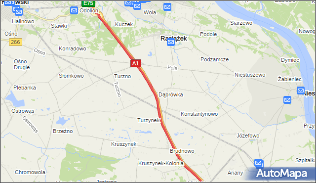 mapa Dąbrówka gmina Raciążek, Dąbrówka gmina Raciążek na mapie Targeo