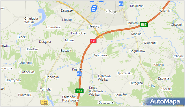 mapa Dąbrówka gmina Sieradz, Dąbrówka gmina Sieradz na mapie Targeo