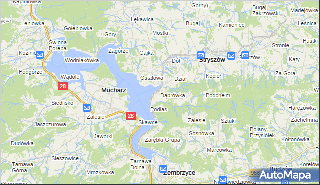 mapa Dąbrówka gmina Stryszów, Dąbrówka gmina Stryszów na mapie Targeo