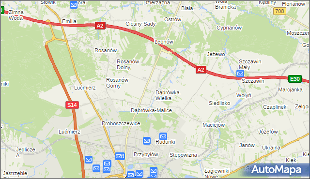 mapa Dąbrówka Wielka gmina Zgierz, Dąbrówka Wielka gmina Zgierz na mapie Targeo
