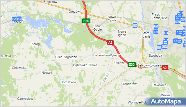 mapa Dąbrówka-Wyłazy, Dąbrówka-Wyłazy na mapie Targeo