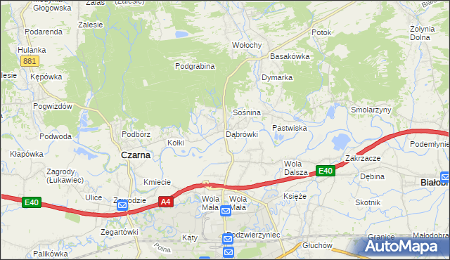 mapa Dąbrówki gmina Czarna, Dąbrówki gmina Czarna na mapie Targeo
