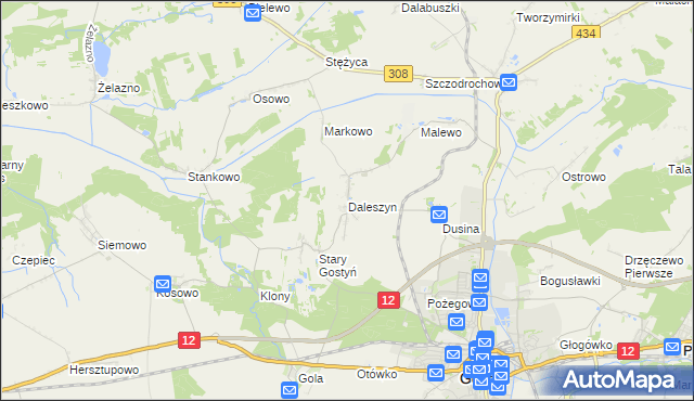 mapa Daleszyn, Daleszyn na mapie Targeo