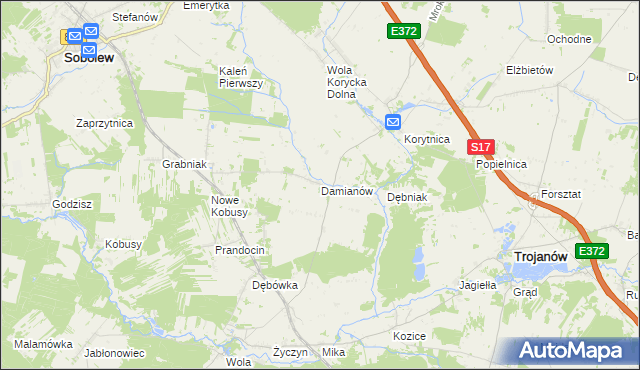 mapa Damianów, Damianów na mapie Targeo