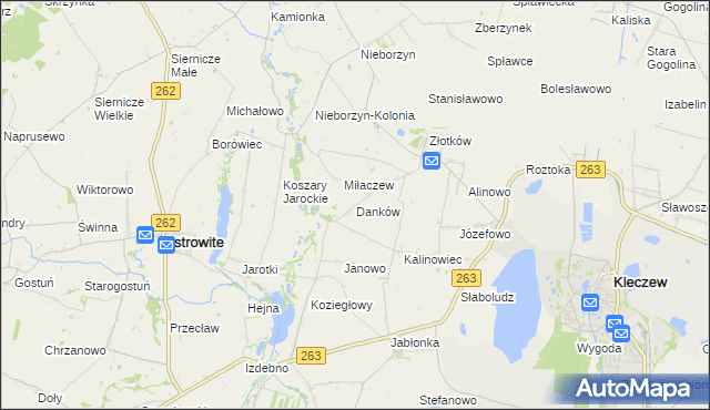 mapa Danków gmina Kleczew, Danków gmina Kleczew na mapie Targeo