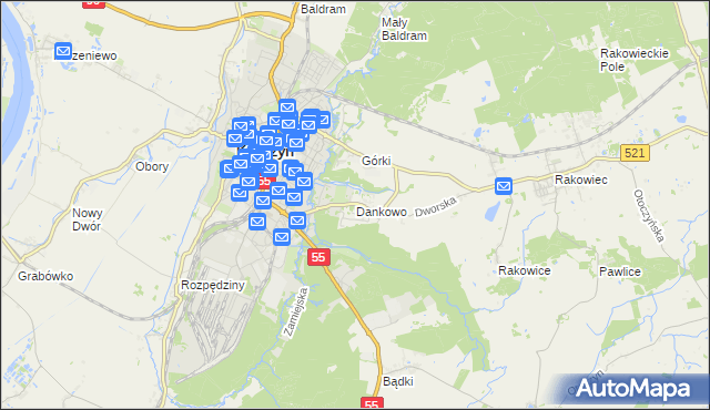 mapa Dankowo, Dankowo na mapie Targeo
