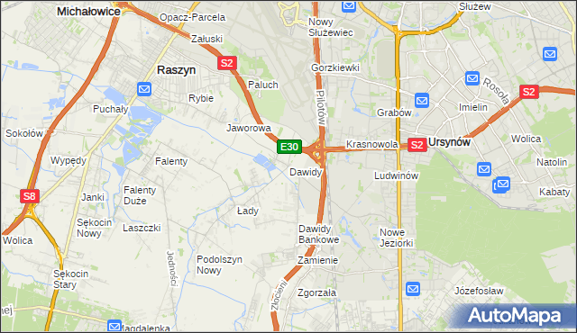 mapa Dawidy gmina Raszyn, Dawidy gmina Raszyn na mapie Targeo