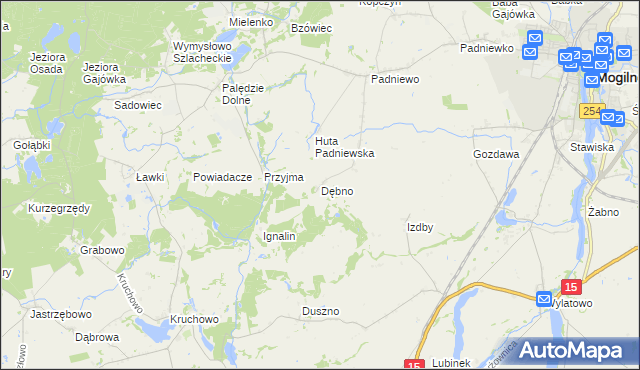 mapa Dębno gmina Mogilno, Dębno gmina Mogilno na mapie Targeo