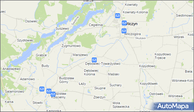 mapa Dębówiec gmina Wilczyn, Dębówiec gmina Wilczyn na mapie Targeo