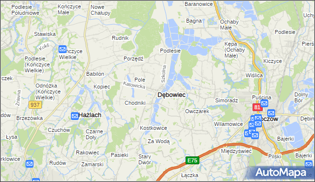 mapa Dębowiec powiat cieszyński, Dębowiec powiat cieszyński na mapie Targeo