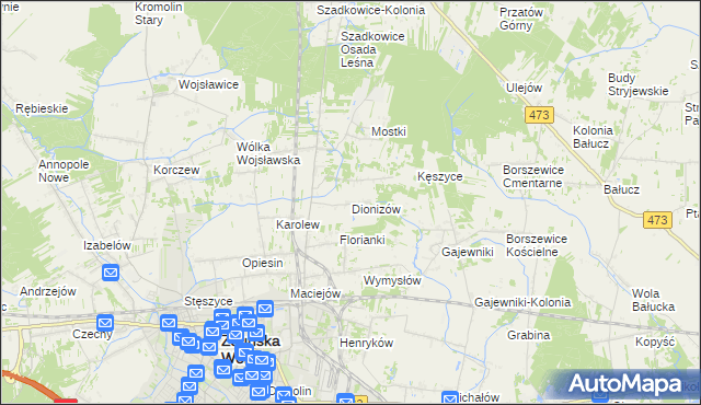 mapa Dionizów, Dionizów na mapie Targeo