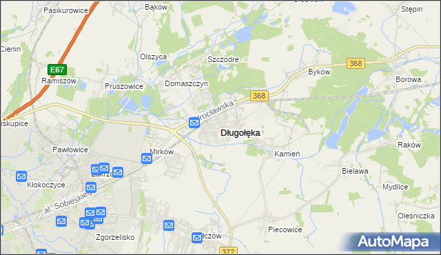 mapa Długołęka powiat wrocławski, Długołęka powiat wrocławski na mapie Targeo