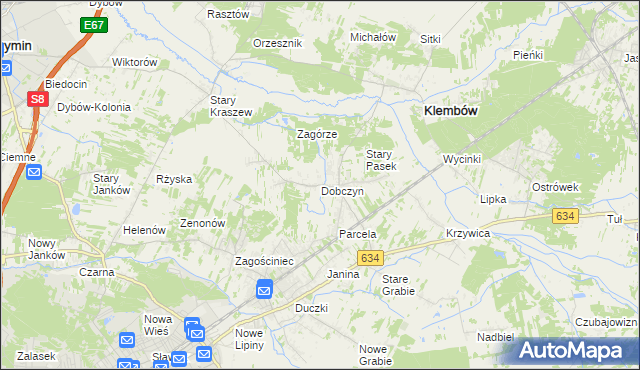 mapa Dobczyn gmina Klembów, Dobczyn gmina Klembów na mapie Targeo