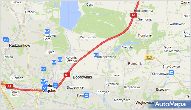 mapa Dobieszowice gmina Bobrowniki, Dobieszowice gmina Bobrowniki na mapie Targeo