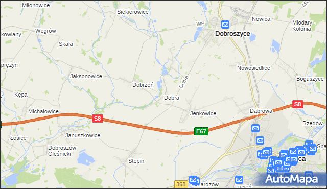 mapa Dobra gmina Dobroszyce, Dobra gmina Dobroszyce na mapie Targeo